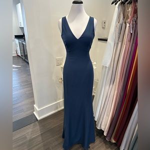 Amsale- French blue crepe full length gown